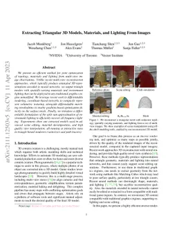 Extracting Triangular 3D Models, Materials, and Lighting From Images