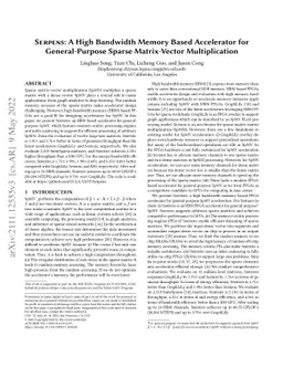 Serpens: A High Bandwidth Memory Based Accelerator for General-Purpose
  Sparse Matrix-Vector Multiplication