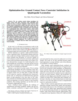 Optimization-free Ground Contact Force Constraint Satisfaction in
  Quadrupedal Locomotion