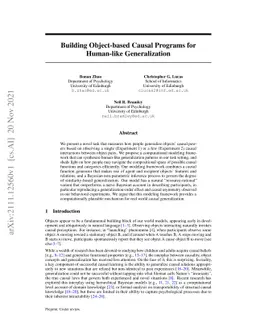 Building Object-based Causal Programs for Human-like Generalization