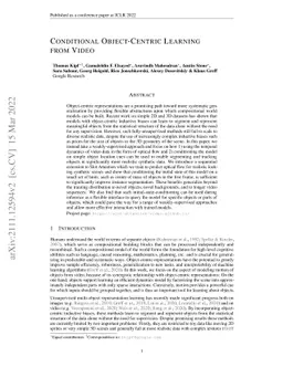 Conditional Object-Centric Learning from Video