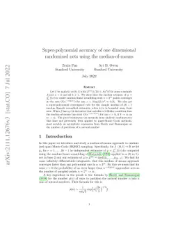 Super-polynomial accuracy of one dimensional randomized nets using the
  median-of-means
