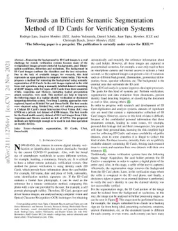 Towards an Efficient Semantic Segmentation Method of ID Cards for
  Verification Systems