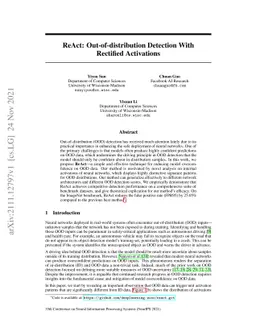 ReAct: Out-of-distribution Detection With Rectified Activations