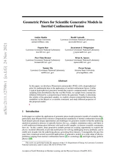 Geometric Priors for Scientific Generative Models in Inertial
  Confinement Fusion
