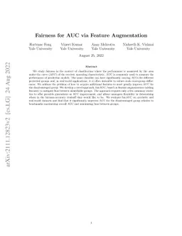 Fairness for AUC via Feature Augmentation