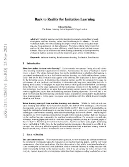 Back to Reality for Imitation Learning