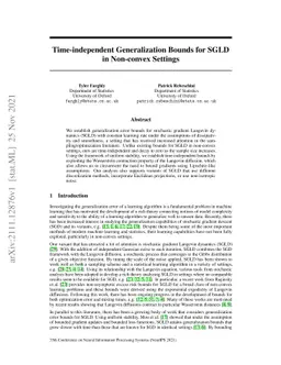 Time-independent Generalization Bounds for SGLD in Non-convex Settings