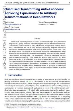 Quantised Transforming Auto-Encoders: Achieving Equivariance to
  Arbitrary Transformations in Deep Networks