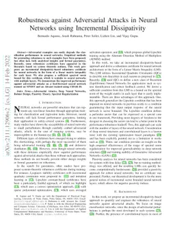 Robustness against Adversarial Attacks in Neural Networks using
  Incremental Dissipativity