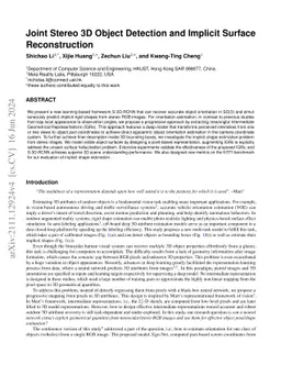 Joint stereo 3D object detection and implicit surface reconstruction