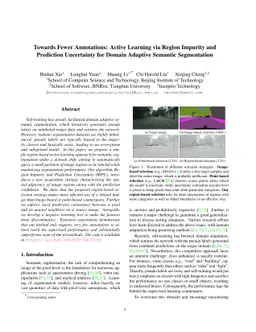 Towards Fewer Annotations: Active Learning via Region Impurity and
  Prediction Uncertainty for Domain Adaptive Semantic Segmentation