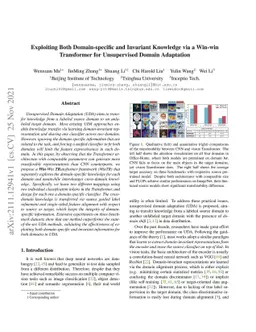 Exploiting Both Domain-specific and Invariant Knowledge via a Win-win
  Transformer for Unsupervised Domain Adaptation