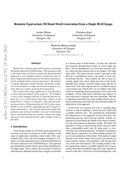 Rotation Equivariant 3D Hand Mesh Generation from a Single RGB Image