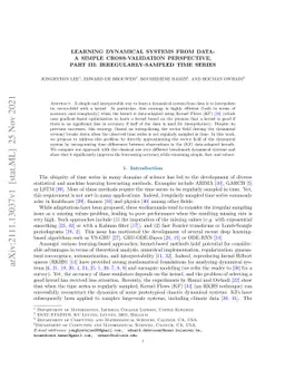 Learning dynamical systems from data: A simple cross-validation
  perspective, part III: Irregularly-Sampled Time Series
