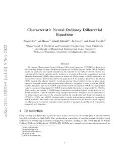 Characteristic Neural Ordinary Differential Equations