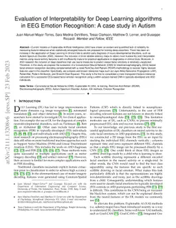 Evaluation of Interpretability for Deep Learning algorithms in EEG
  Emotion Recognition: A case study in Autism