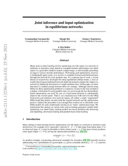 Joint inference and input optimization in equilibrium networks
