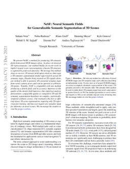 NeSF: Neural Semantic Fields for Generalizable Semantic Segmentation of
  3D Scenes