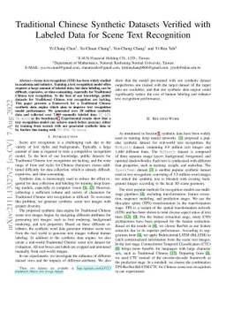 Traditional Chinese Synthetic Datasets Verified with Labeled Data for
  Scene Text Recognition