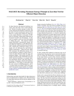 MAE-DET: Revisiting Maximum Entropy Principle in Zero-Shot NAS for
  Efficient Object Detection
