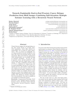 Towards Explainable End-to-End Prostate Cancer Relapse Prediction from
  H&E Images Combining Self-Attention Multiple Instance Learning with a
  Recurrent Neural Network