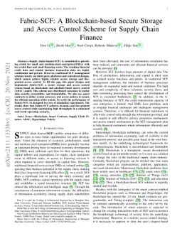 Fabric-SCF: A Blockchain-based Secure Storage and Access Control Scheme
  for Supply Chain Finance