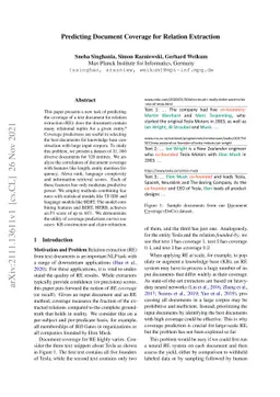 Predicting Document Coverage for Relation Extraction