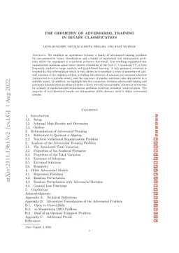 The Geometry of Adversarial Training in Binary Classification