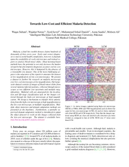 Towards Low-Cost and Efficient Malaria Detection