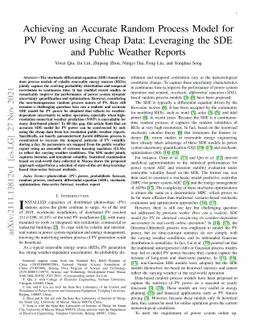 Achieving an Accurate Random Process Model for PV Power using Cheap
  Data: Leveraging the SDE and Public Weather Reports