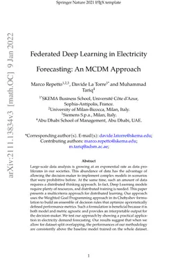 Federated Deep Learning in Electricity Forecasting: An MCDM Approach