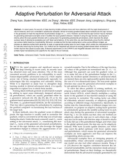 Adaptive Perturbation for Adversarial Attack