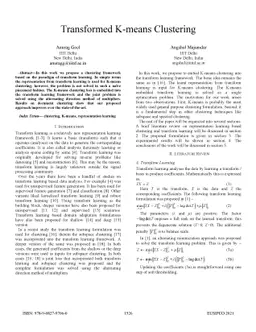 Transformed K-means Clustering