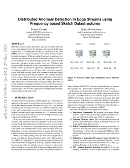 Distributed Anomaly Detection in Edge Streams using Frequency based
  Sketch Datastructures