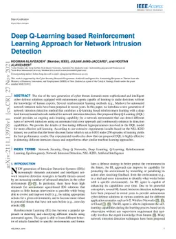 Deep Q-Learning based Reinforcement Learning Approach for Network
  Intrusion Detection