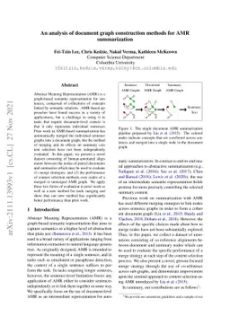An analysis of document graph construction methods for AMR summarization