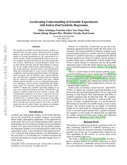Accelerating Understanding of Scientific Experiments with End to End
  Symbolic Regression