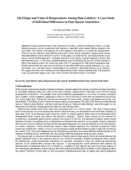 The Origin and Value of Disagreement Among Data Labelers: A Case Study
  of the Individual Difference in Hate Speech Annotation
