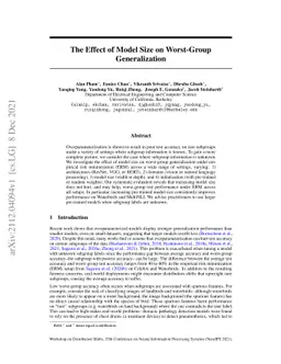 The Effect of Model Size on Worst-Group Generalization
