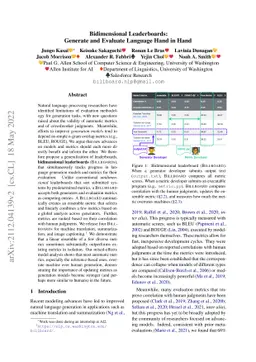 Bidimensional Leaderboards: Generate and Evaluate Language Hand in Hand