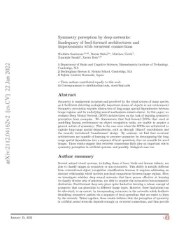 Symmetry Perception by Deep Networks: Inadequacy of Feed-Forward
  Architectures and Improvements with Recurrent Connections