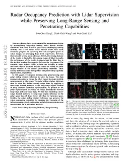 Radar Occupancy Prediction with Lidar Supervision while Preserving
  Long-Range Sensing and Penetrating Capabilities
