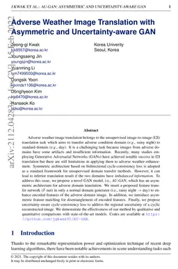 Adverse Weather Image Translation with Asymmetric and Uncertainty-aware
  GAN