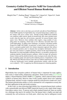 Geometry-Guided Progressive NeRF for Generalizable and Efficient Neural
  Human Rendering