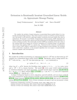 Estimation in Rotationally Invariant Generalized Linear Models via
  Approximate Message Passing