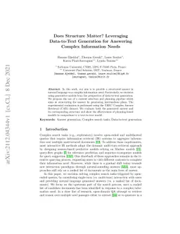 Does Structure Matter? Leveraging Data-to-Text Generation for Answering
  Complex Information Needs