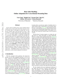 Burn After Reading: Online Adaptation for Cross-domain Streaming Data