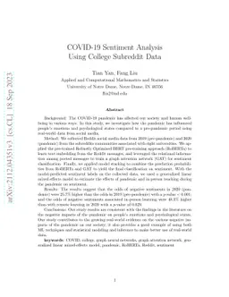 Sentiment Analysis and Effect of COVID-19 Pandemic using College
  SubReddit Data
