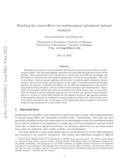 Matching for causal effects via multimarginal unbalanced optimal
  transport